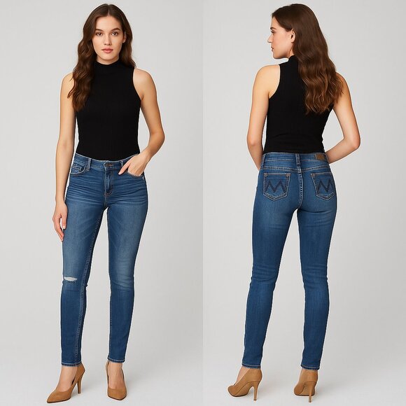 YMI JEANS 🌙 Women’s Low-Rise Skinny Distressed Denim 👖 Sz 3 🌸🔥✨ - Picture 1 of 16